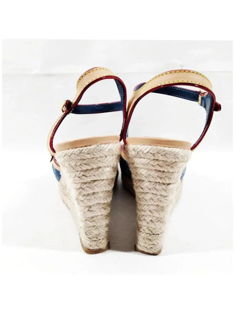 Authentic Louis Vuitton Monogram Denim Espadrille Wedge Sandals